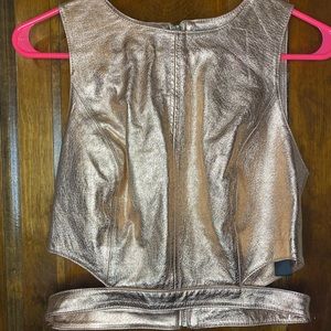 ASOS size 6 metallic pink zip up crop top
